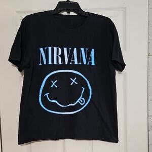 Nirvana Black T-Shirt with Blue Graphic